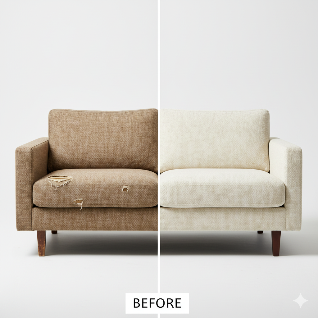 Avant et après d’une rénovation moderne par TapisserieX