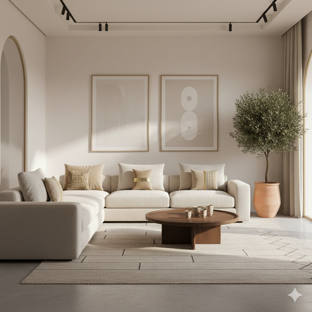 Salon marocain moderne tapissé par TapisserieX