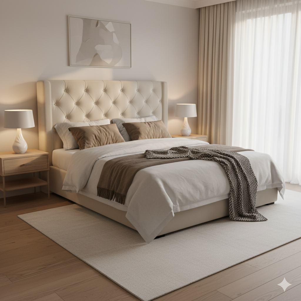 Tête de lit capitonnée moderne réalisée à Marrakech