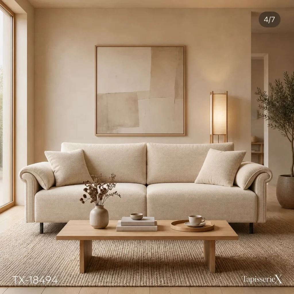Canapé beige confortable sur mesure Marrakech – TapisserieX